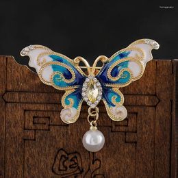 Brooches High End Pin Pearl Butterfly Brooch Colourful Oil Drop Flower Suit Versatile And Fashionable Accessories Fashion Jewellery
