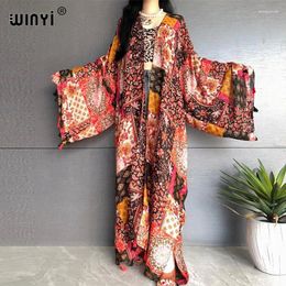 Kimono Summer Bohemia Print Party Beach Wear Swim Suit Cover Up Africa Women Cardigan Colourful Sexy Holiday Kaftan Dress