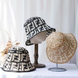 2024 NEW FASHION high quality Handmade Bow Sun Hat Wide Brim Floppy Summer Hats For Women Beach Panama Straw Dome Bucket Hat 0516