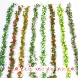 Decorative Flowers 2.3 Metres 42 Small Artificial Ivy Roses Fake Vine Wreath Wedding Home Store Decoration Plastic Wall Hangi