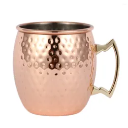 Mugs 4pcs 500ml Moscow Mule Beer Coffee Cocktail Wine Cup Hammered Copper Plated Mug Bar Drinkware