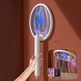 Foldable Electric Shock Mosquito Killer Racket Two-in-one Fly Swatter and Catcher Electronic UV Light Trap Lamp USB Rechargeable 240514