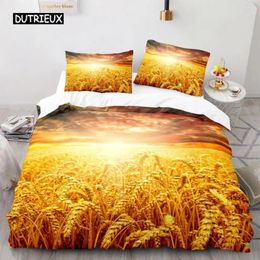 Bedding Sets Golden Wheat Field Duvet Cover Set Microfiber Harvest Themed Quilt For Adult Twin King Size Nordic Style