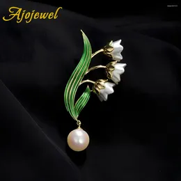Brooches Ajojewel Elegant Lily Of The Valley Brooch Jewellery Pearl Flower Suit Pins For Clothes Mothers Day Gift