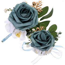 Decorative Flowers Wedding Ceremony Decorations Wrist Flower Corsage Elasticity Silk Cloth Bridegroom