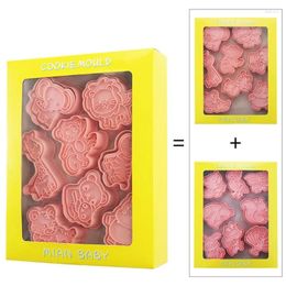 Baking Moulds 16PCS Animal Biscuit Mould PP Material Frosting Cookie Moulds Push-type Household Cutters For Dropship