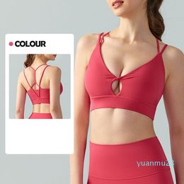 Al-295 Women Sports Bra Tops Fintness Breathable One-piece Tank Vest Skinfriendly Push-up Top Female with Chest Pad