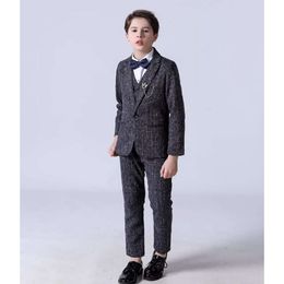 Gentelman Kids Prom Party Show Photography Children Gary Piano Host Jacket Vest Pants 3PS Tuxedo Dress Boys Wedding Suit