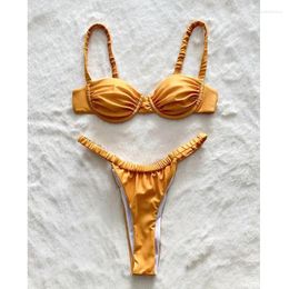 Women's Swimwear Bikini Sets For Women Two Piece Swimsuit Spaghetti Straps Bathing Suit High Waisted