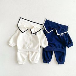 Clothing Sets Korean Baby Boys And Girls 2pc Set Longsleeve Embroidery Casual Sporty Clothes Children Sweater Pants