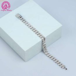 Ymbb-8Mm VVS Moissanite Vvs Diamond White Gold Colour Bracelet / Necklace Sier Hip Hop Cuban Chain