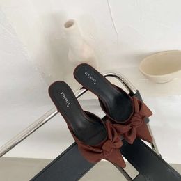 Sandals on Half Women s Slip Slippers Bow Pointed Tip Mules Outdoor Casual Pumps Low Heel Loafers Sandal per Mule Caual Pump Loafer 727 d 3a09