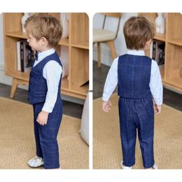 Little Boys 1 Year Birthday Kids Vest Pants Bowtie Photograph Suit Children Wedding Dress Child Performance Party Costume