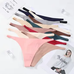 Women's Panties Seamless Soft Ultra-Thin Thongs Low Waist Ice Silk Underwear Female Lingerie Bikini String Tangas Mujer