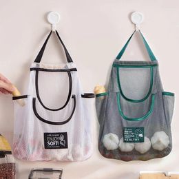 Storage Bags Mesh Net Fruit Vegetable Garlic Onion Hanging Food Reusable Bag Organiser Home Hollow Kitchen Accessory