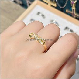 Toe Rings Mhs.Sun Romantic Cubic Zircon Twist Butterfly Knot Finger For Women Girls 18K True Gold Plated Wedding Party Jewelry Drop De Ot20P