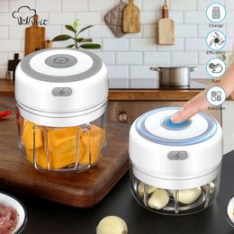 Mini Crusher Fruit Tools Electric Vegetable Masher Kitchen Choppers Portable Meat Chopper Seasoning Spice For Garlic Vegetables Salad 230224 S s