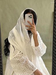 Ethnic Clothing Eid Muslim Hijab Abaya Women Hollow Out Sleeve Abayas With Scarf Cardigan Jalabiya Party Dresses Dubai Kaftan Vestidos Long