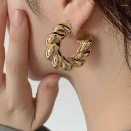 Hoop Earrings Punk Gold Colour Circle Twists Earring For Women Trendy Temperament Hyperbole Ear Daily Wear Jewellery Party Gifts