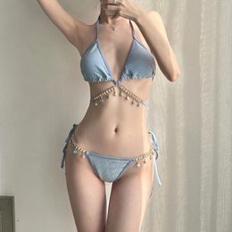 Women's Swimwear Female Fashion Immortal Qi Chain Swimsuit Sexy Elegant Summer Solid Vacation Beachwear Split Bikini Three Piece