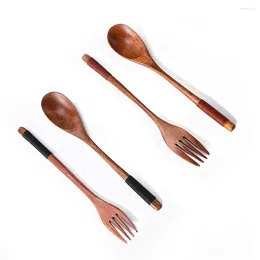 Dinnerware Sets Wooden Spoon Fork Knife Chopsticks Set Creative Japanese Tableware Solid Color Grade Safety Environment Protection