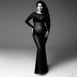 Maternity Photography Gown Super High Elastic Mesh Sexy Dresses Boudoir Private Costume Dress Photo Shoot Pregnant Women