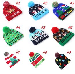 New winter hats party Christmas Hat Adult Children039s Colorful Ball Hat Halloween caps LED Knitted Hat with Light kids Caps Sk2094307