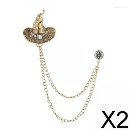 Brooches 2X Tassel Chain Brooch Men Chic For Stage Performance Anniversary Tie Hat Scarf