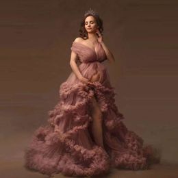 Maternity Gown Lace Maxi Dresses Women Clothes Photography Pregnancy Dress for Baby Shower Photo Shoot Fluffy