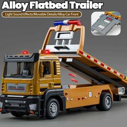 Diecast Model Cars Alloy Truck Model 1/32 die-casting flatbed trailer Trucsk with sound and light movable engineering vehicle tractor toy WX