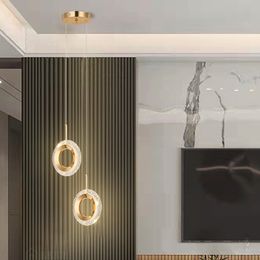 Modern Rings LED Acylic Pendant Lamp Home Indoor Decor Hanging Chandeliers Lighting Dining Room Kitchen Bar Bedside Lights Gold