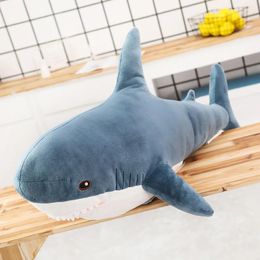 456080cm Cute Shark Plush Toy Soft Stuffed Speelgoed Animal Reading Pillow for Birthday Gifts Cushion Doll Gift 240516