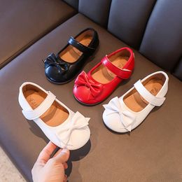 Top New Baby Girls Kids Bow-knot Princess For Wedding Party Dance Student Leather Shoes Red Black White L2405 L2405