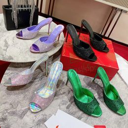 Designer sandals high heels womens dresses famous rhinestones Bow slim heels luxury brands for summer beach Hollow sequins fallow shoes toe caps pointed toes sexy