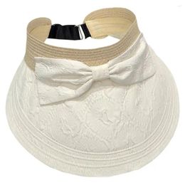 Visors Adjustable Women Sunshade Hat Simple Big Brim Anti-UV Visor Cap Bow Spring Summer Baseball Caps
