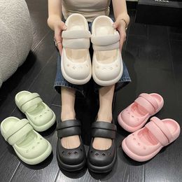 Slippers New Fashion Mary Jane Garden Shoes Woman Platform Slippers Cute DIY Thick Sole Girls Summer Indoor Beach Slides Ladies Footwear Q240515