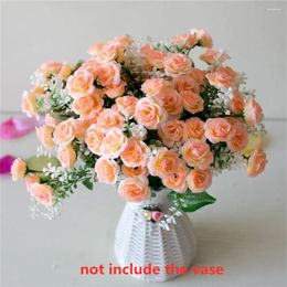 Decorative Flowers Decor Artificial Grass Party Supplies 15 Head Mini Bouquet Real Touch Floral Fake Roses Flower