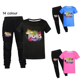 Clothing Sets TROLLS' WORLD TOUR Clothes Kids Summer Short Sleeve T-Shirt Pants 2PCS Toddler Girls Outfits Teenager Boys Casual HomeWear