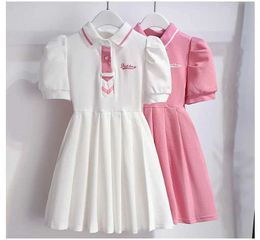 Girl's Dresses Short Sleeping Summer Childrens Dress Preschool Girls Princess Dress Childrens Leisure Letter Vittorio Daily Clothing 3 5 7 10 Years WX