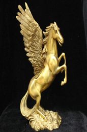Chinese Feng shui Bronze Brass lucky Wealth Animal Fly Zodiac Year Horse Statue9062412
