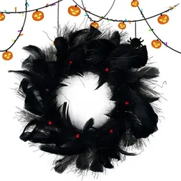 Decorative Flowers Halloween Front Door Wreath Thanksgiving 14 Inch Feather Wreaths For Home Decor Christmas Cute Charismas Gifts