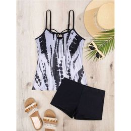 Swimwear 2024 Sexy Swimsuit Women Black White Tankini Sets Mesh Beach Wear Bathing Suits Female High Waist Swim Suit Trunks