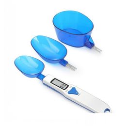 Weighing Scales Wholesale 500G/0.1G Portable Led Electronic Scale Measuring Spoon Food Diet Postal Blue Kitchen Digital Tool Creativ Dhbo7