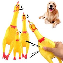 Kitchens Play Food Pet Dog Toy Scream Chicken Squeezing Sound Toy Dog Yellow Rubber Fun Simulation Chicken Interaction Dog Chewing Toy S24516