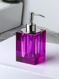 Liquid Soap Dispenser Lotion Bottle Crystal Glass Portable Bathroom Beauty Salon Home Use Square Purple/Yellow/Amber/Green180ML