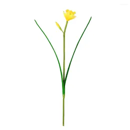 Decorative Flowers 6 Pcs PU Artificial Flower Narcissus Washable Quality Long Branch Daffodil Home Decoration Wedding Arrangement Wholesale