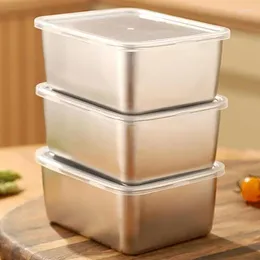 Storage Bottles Stainless Steel Box With Plastic Lid Refrigerator Prepare Food Freshness Preservation Travel Picnic Container