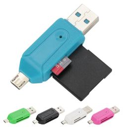 Whole 2 in 1 Cellphone OTG Card Reader Adapter with Micro USB TFSD Card Port Phone Extension Headers8515208