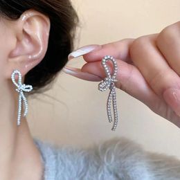 Dangle Earrings Hanging Elegant Rhinestone Bow For Women Lightweight Hollow Out Ear Jewellery Prom Cocktail Parties