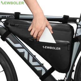 BOLER Large Bicycle Triangle Bag Bike Frame Front Tube Bag Waterproof Cycling Bag Pannier Ebike Tool Bag Accessories XL 240516